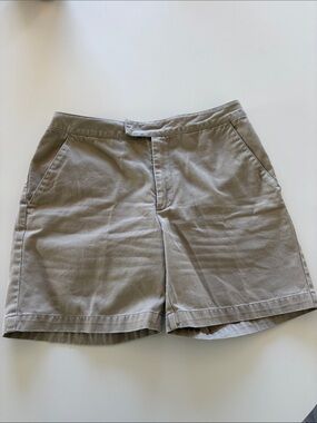 Vintage Jacob Womens Light Khaki Flat-Front Shorts